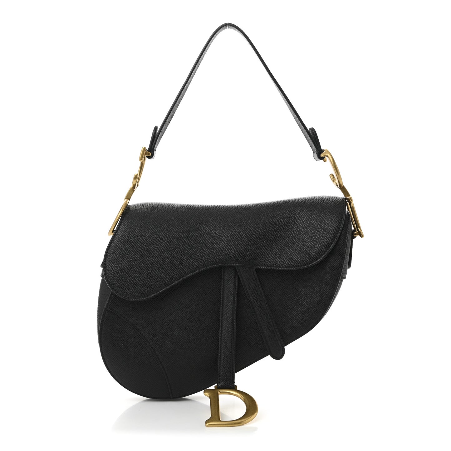 Grained Calfskin Saddle Bag Black