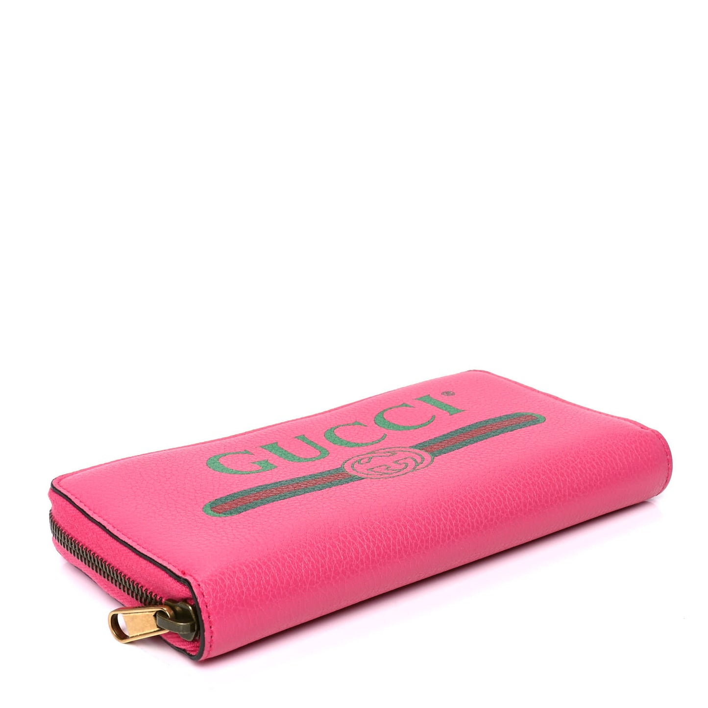 Grained Calfskin Logo Zip Around Wallet Box Pink Green