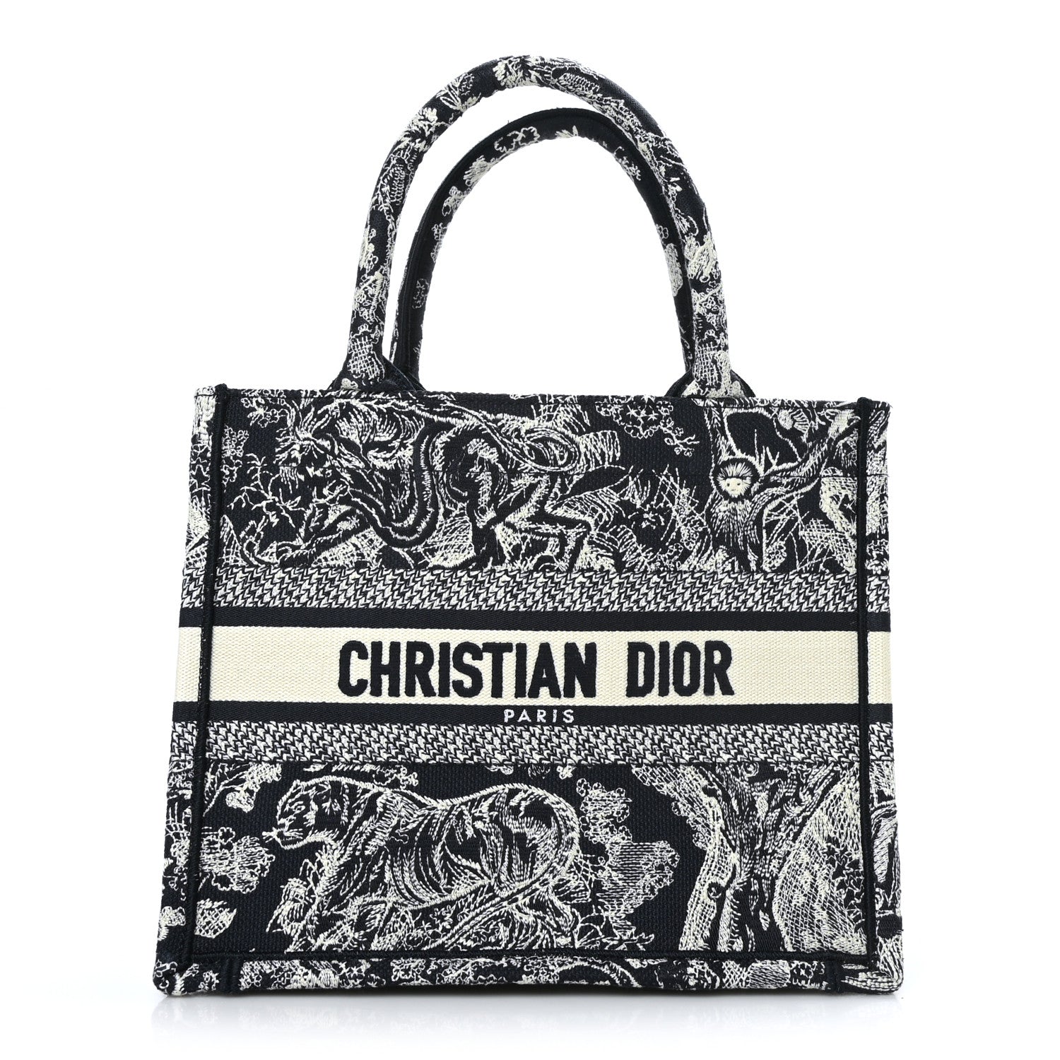 Christian Dior Canvas Embroidered Small Dioriviera Toile De Jouy Book Tote Blue 1 of 9
