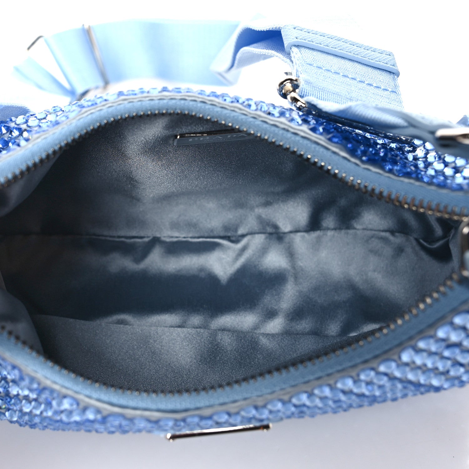 Prada Satin Crystal Re-Edition 2005 Shoulder Bag Celeste 5 of 13