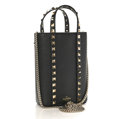 Valentino Garavani Pebbled Calfskin Rockstud North-South Crossbody Bag Black 3 of 8