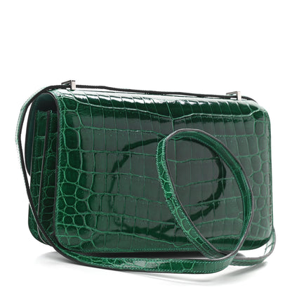 Hermes Shiny Niloticus Crocodile Constance Elan 25 Vert Emeraude 3 of 10