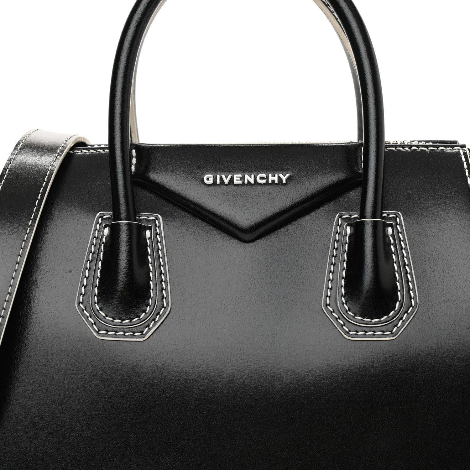 Givenchy Calfskin Contrast Topstitch Small Antigona Black White 8 of 11