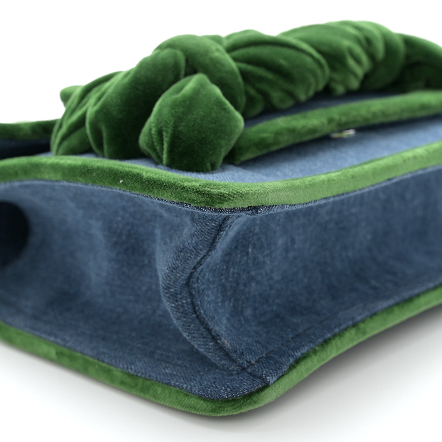 Miu Miu Denim Velvet Tresse Shoulder Bag Blue Green 9 of 10