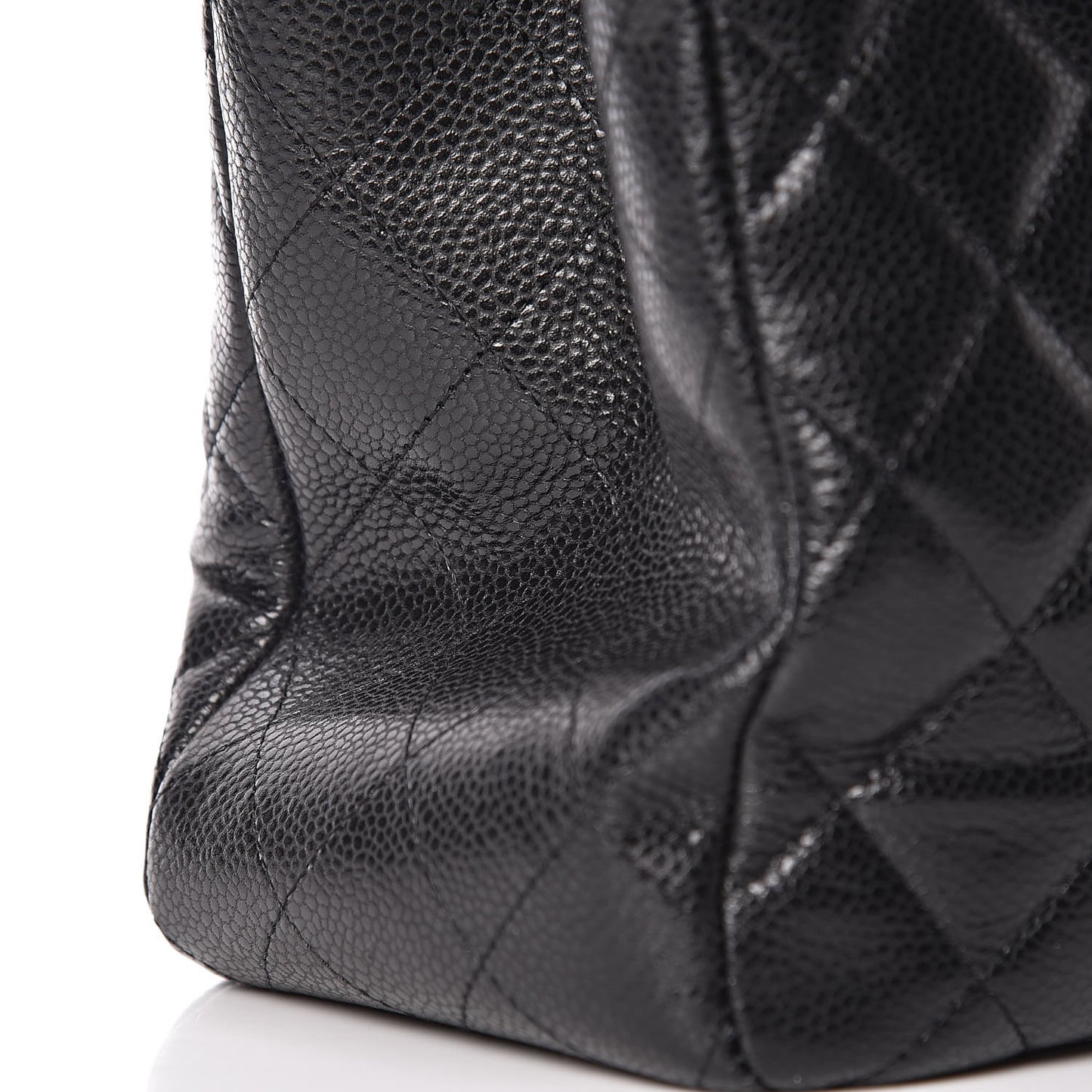 Caviar Quilted Large Classic Shopping Tote Black