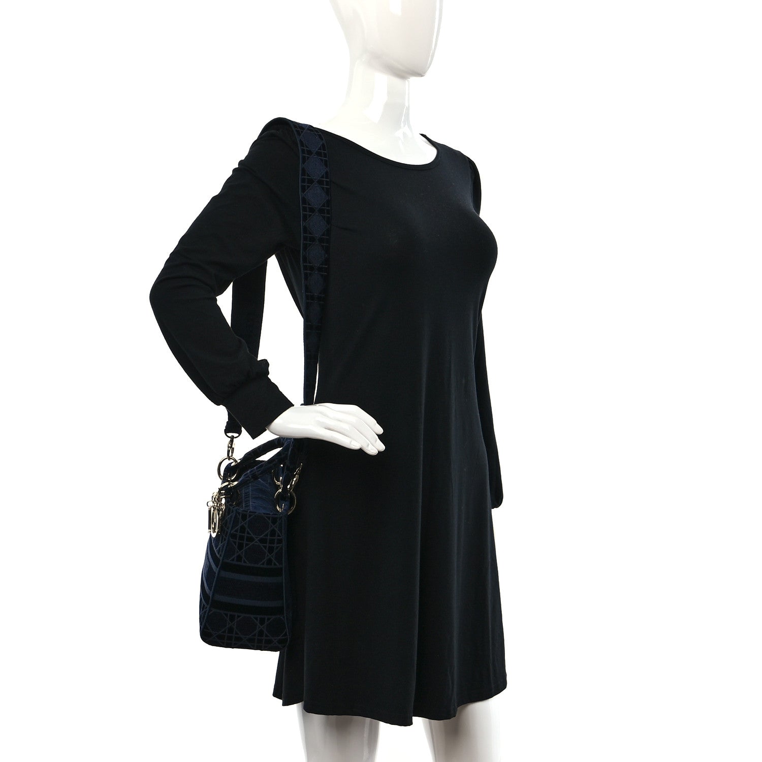 Christian Dior Velvet Cannage Medium Lady D-Lite Blue 2 of 8