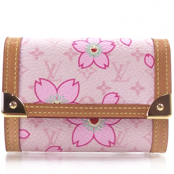 Monogram Cherry Blossom Porte-Monnaie Plat Coin Purse Pink