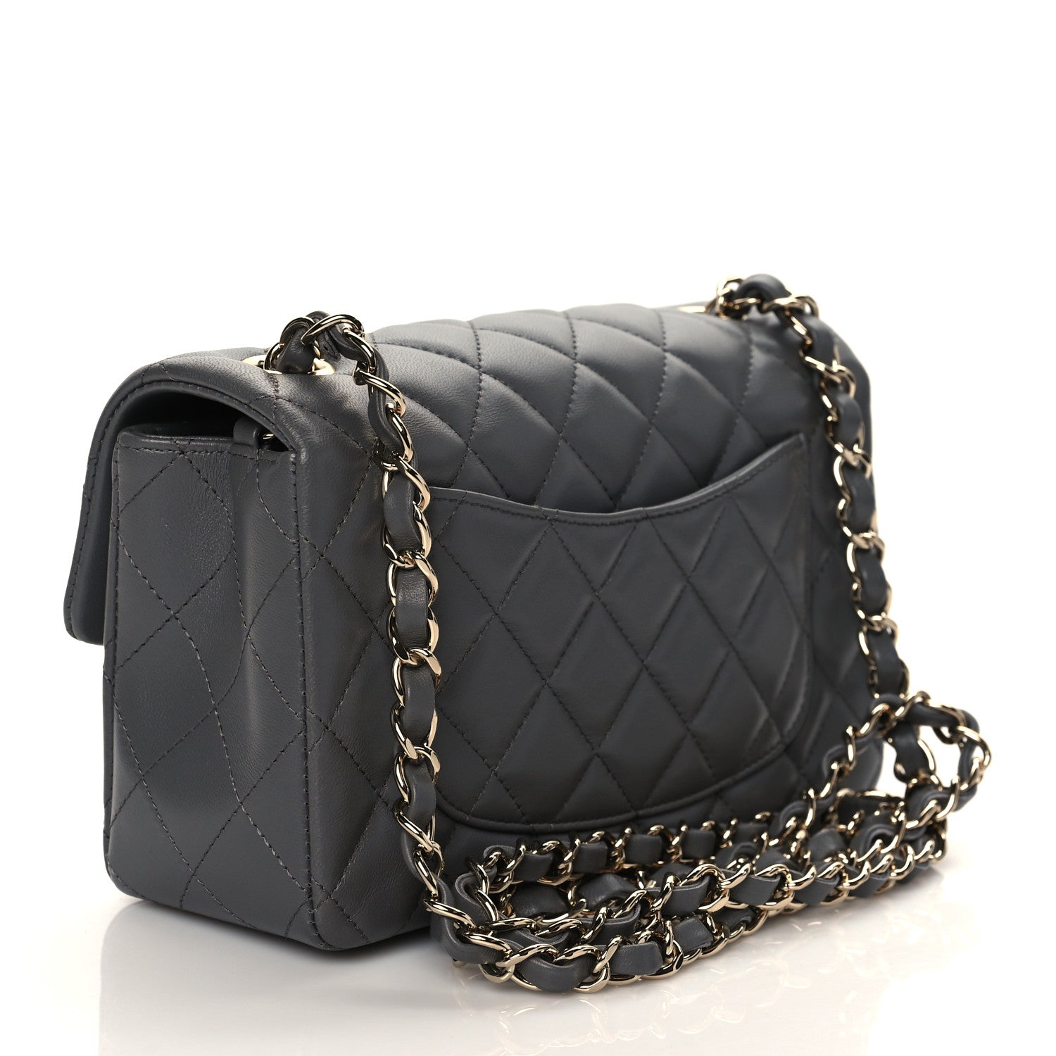 Chanel Lambskin Quilted Mini Rectangular Flap Dark Grey 3 of 11