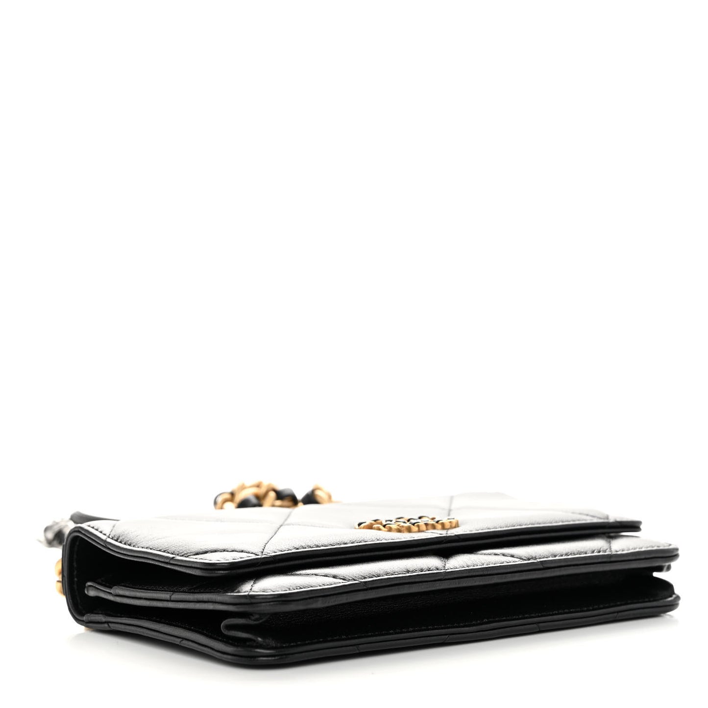 Lambskin Quilted Chanel 19 Wallet On Chain WOC Black