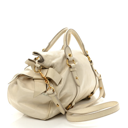Miu Miu Vitello Lux Medium Bow Bag Talco 3 of 15