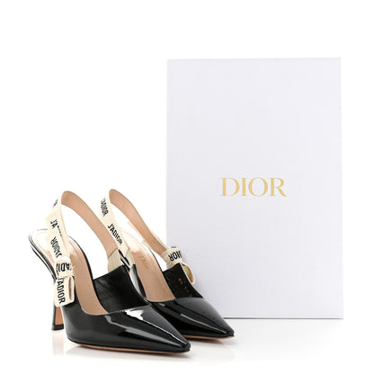 Christian Dior Patent Ribbon J'Adior Slingback 100mm Pumps 37 Black 10 of 10