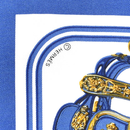 Hermes Silk Brides de Gala Nano Scarf 20 Bleu Vif White Or 2 of 4