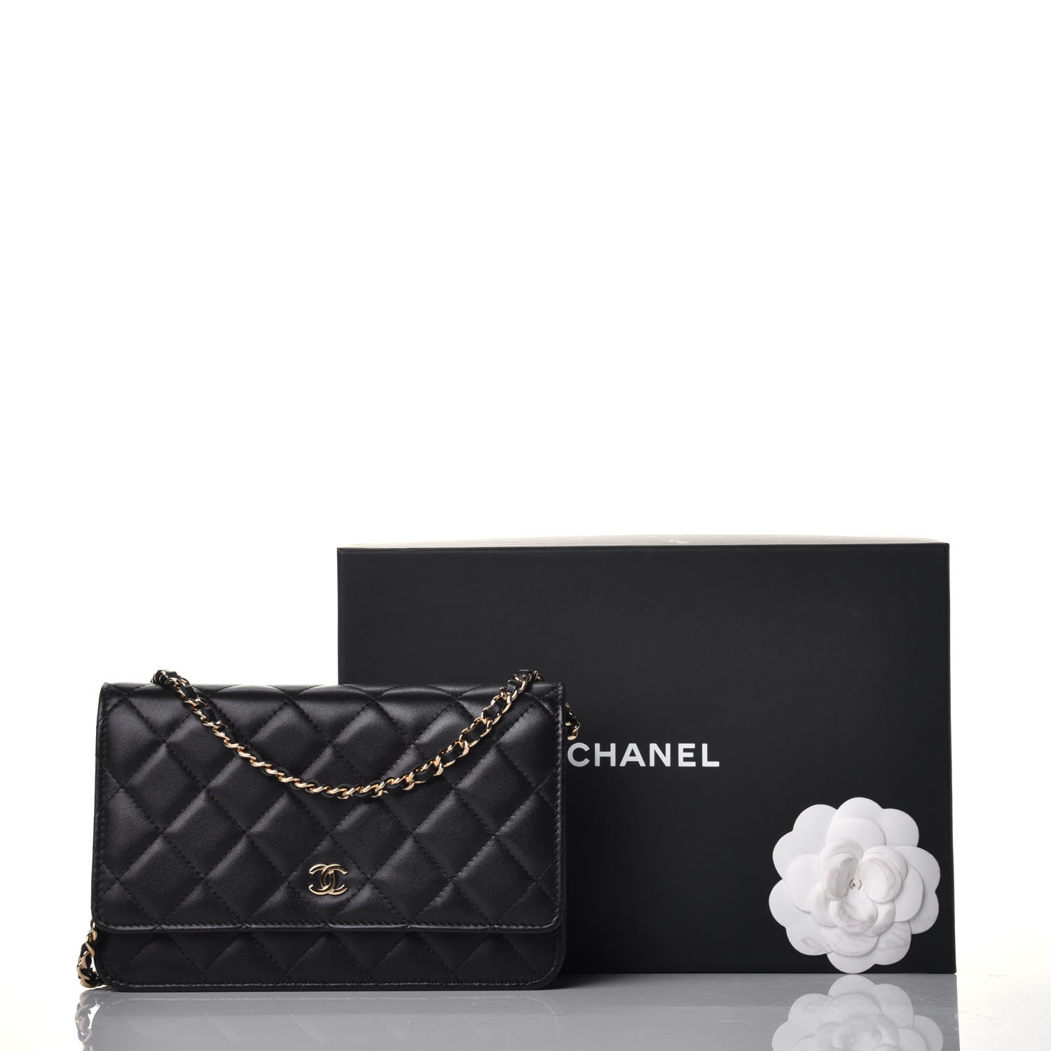 Chanel Lambskin Quilted Wallet On Chain WOC Black 9 of 9
