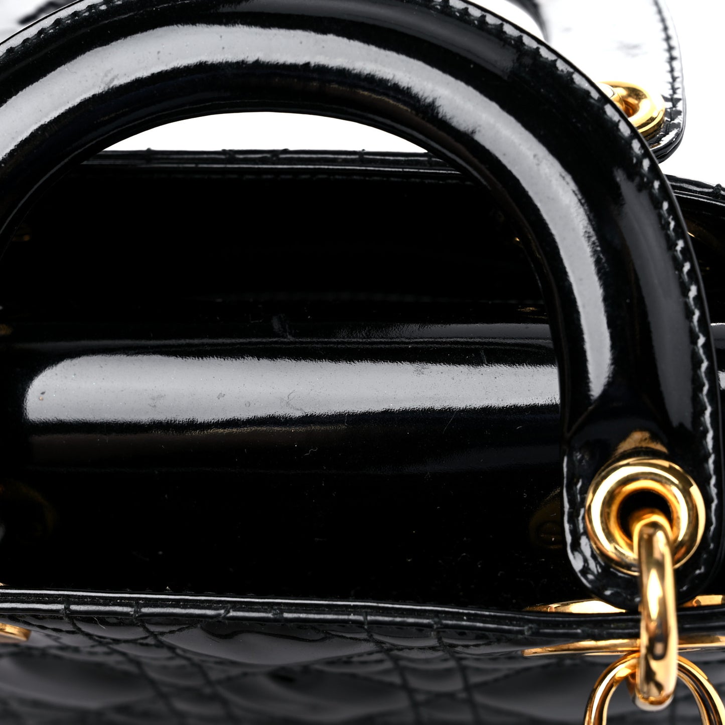 Patent Cannage Mini Lady Dior Black