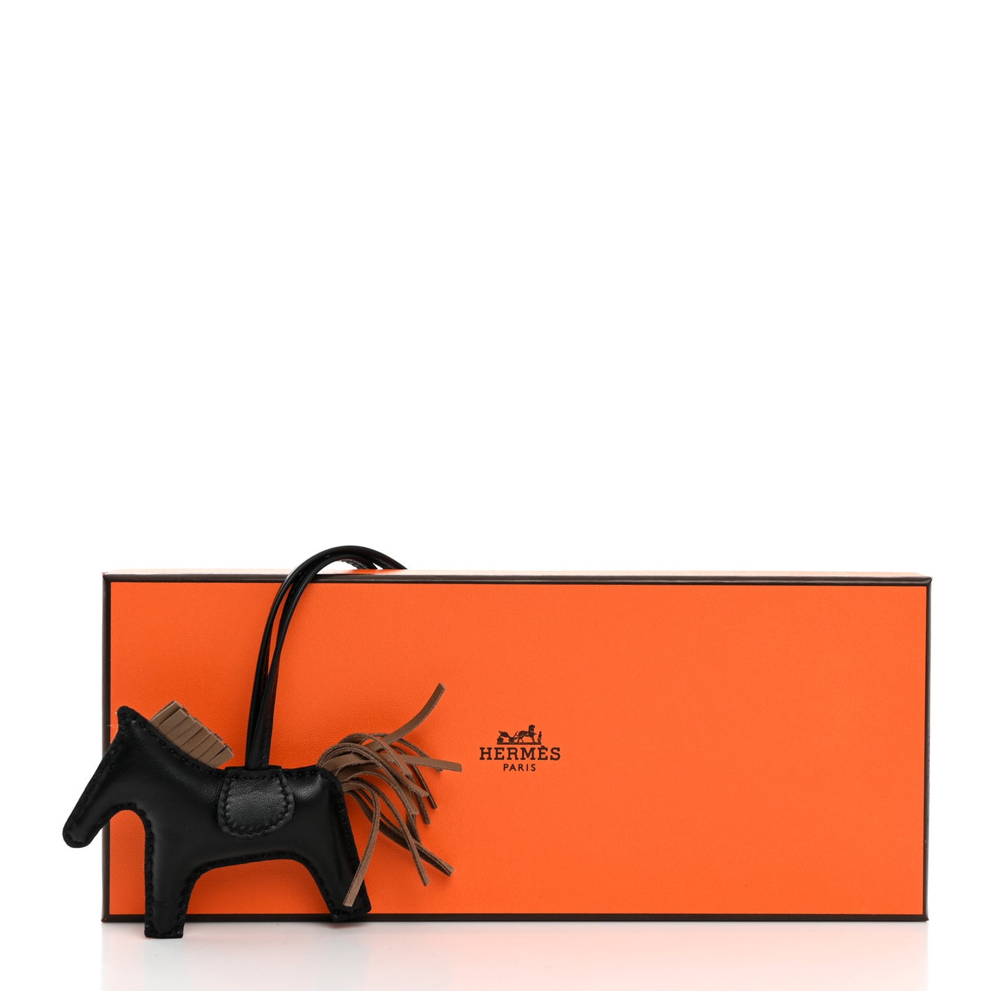 Milo Lambskin Grigri Rodeo Horse Bag Charm Black Etoupe