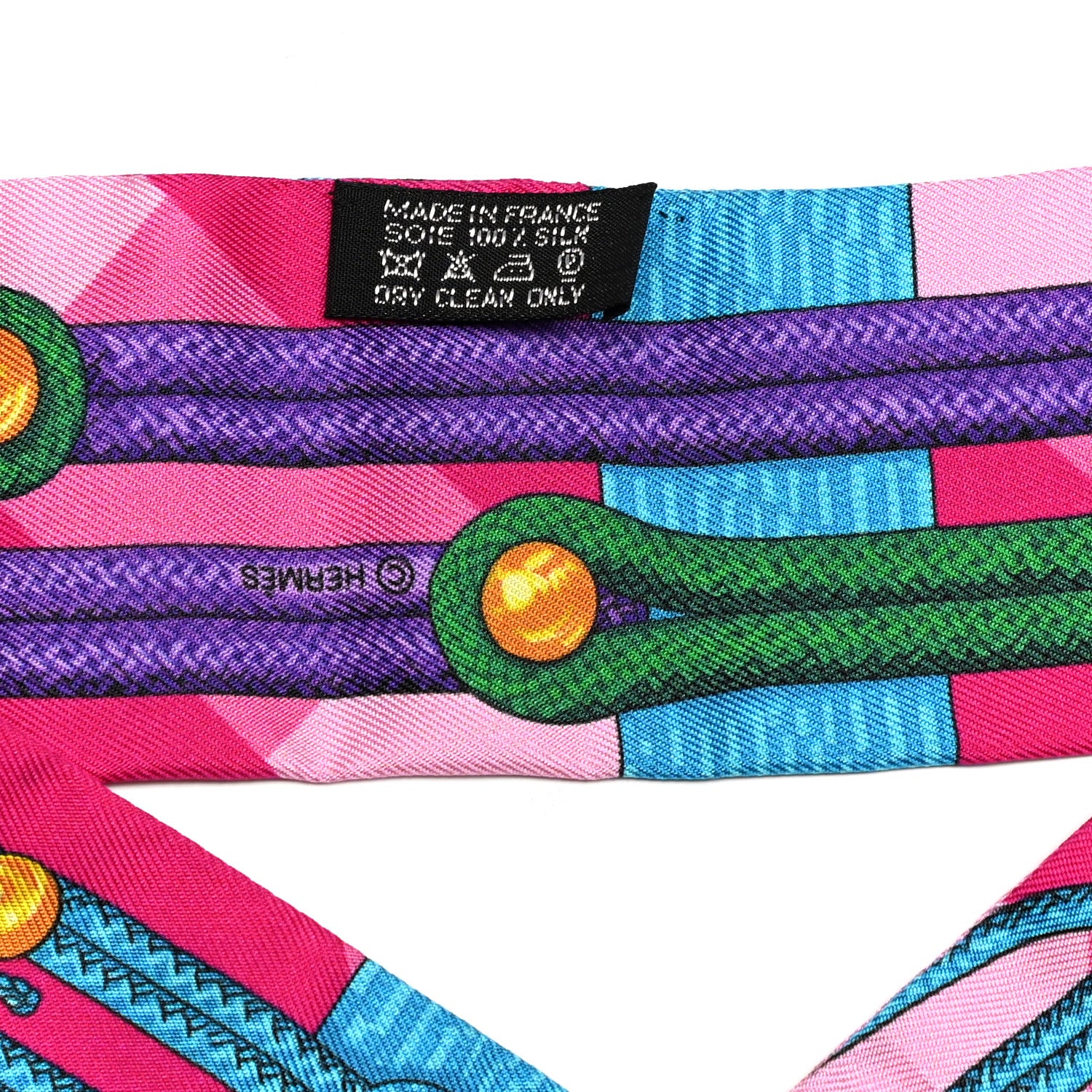 Hermes Silk Brandebourgs Twilly Fuchsia Turquoise Emeraude 4 of 5