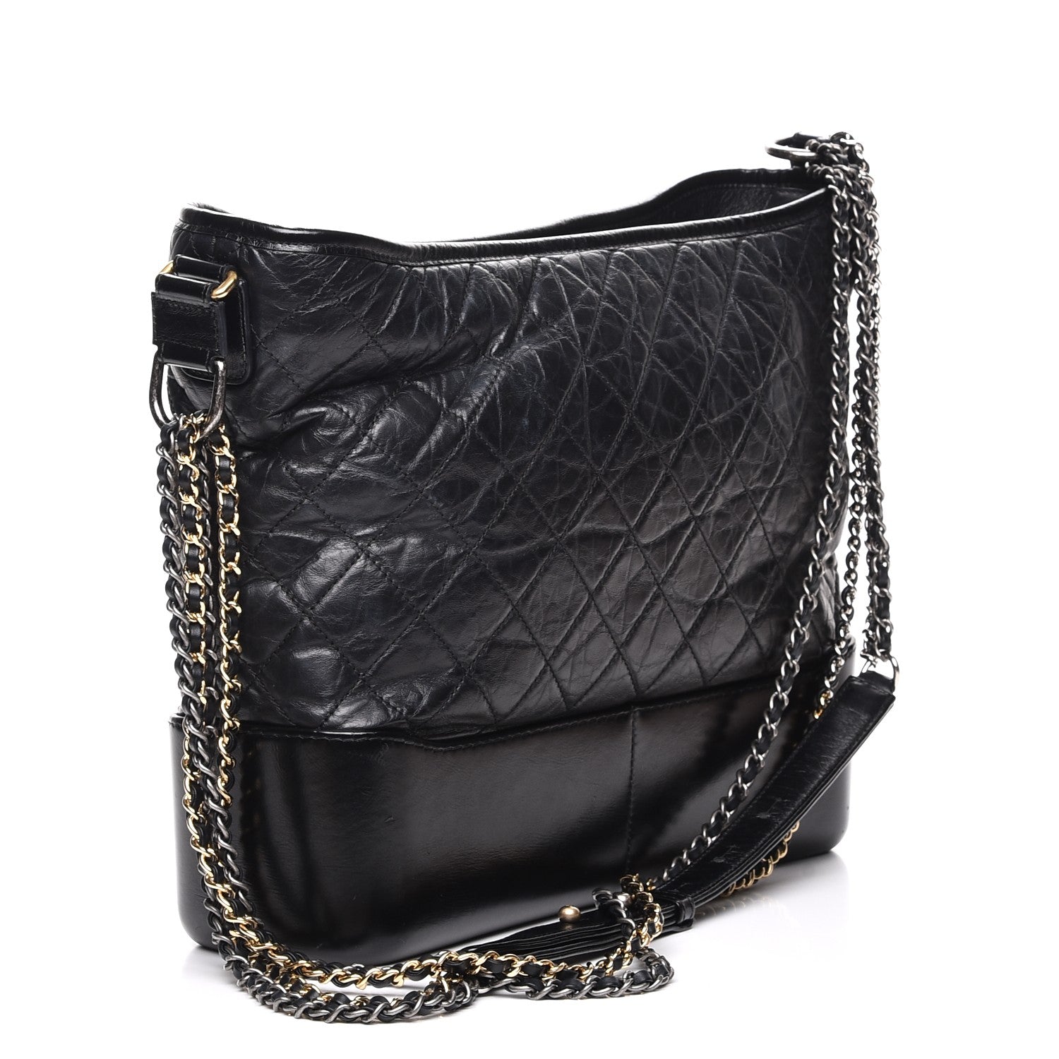 Chanel Aged Calfskin Quilted Large Gabrielle Hobo Black 3 of 8