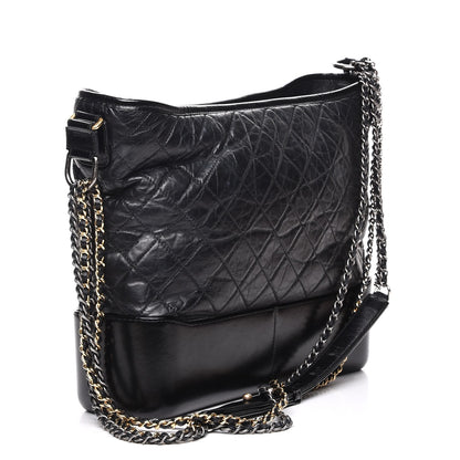 Chanel Aged Calfskin Quilted Large Gabrielle Hobo Black 3 of 8