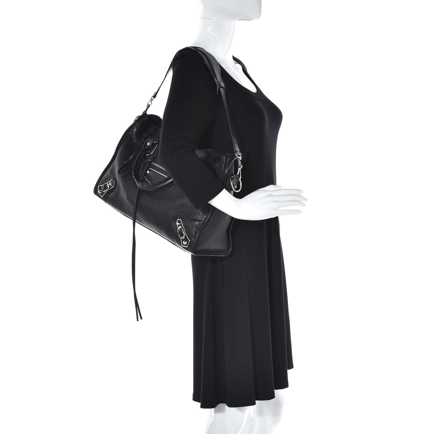 Chevre Silver Metallic Edge Hardware City Black