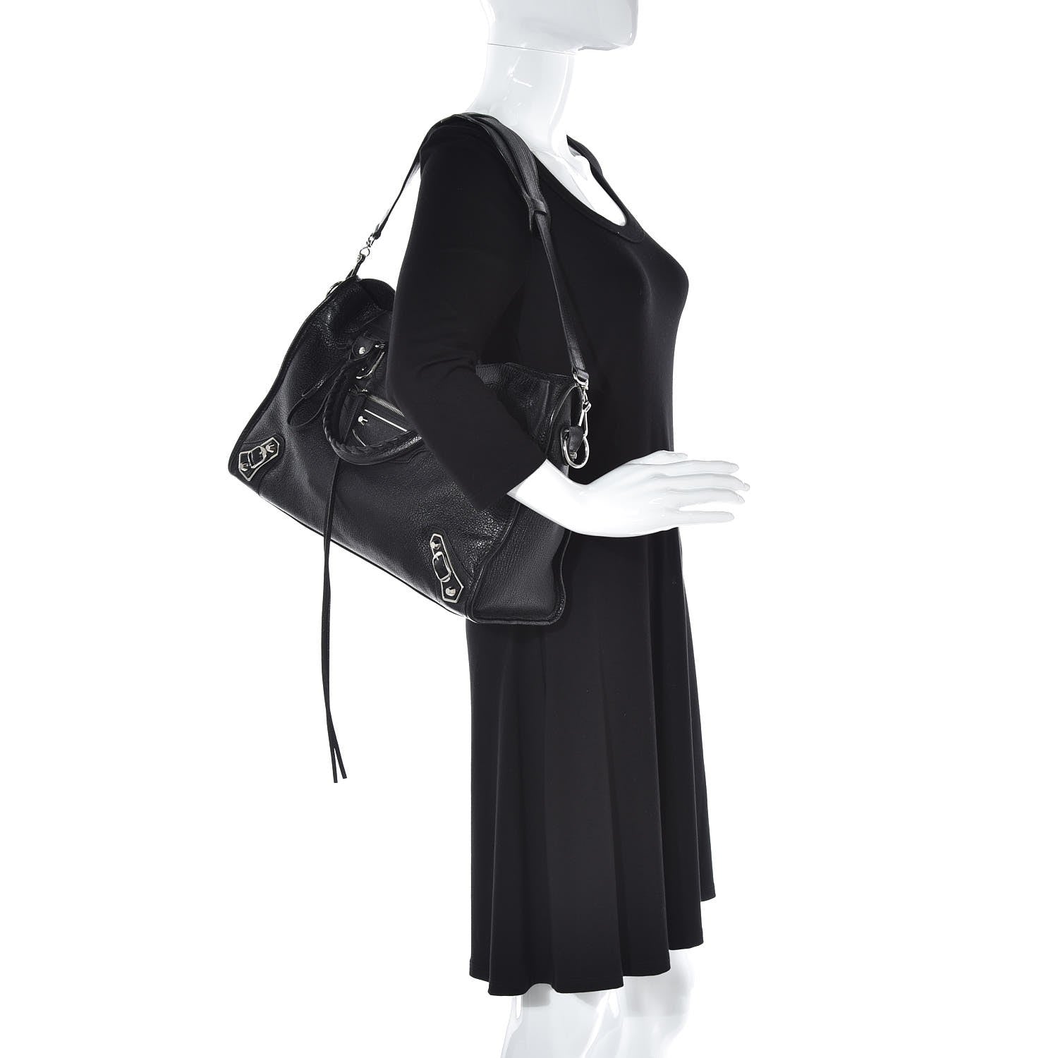 Balenciaga Chevre Silver Metallic Edge Hardware City Black 2 of 9