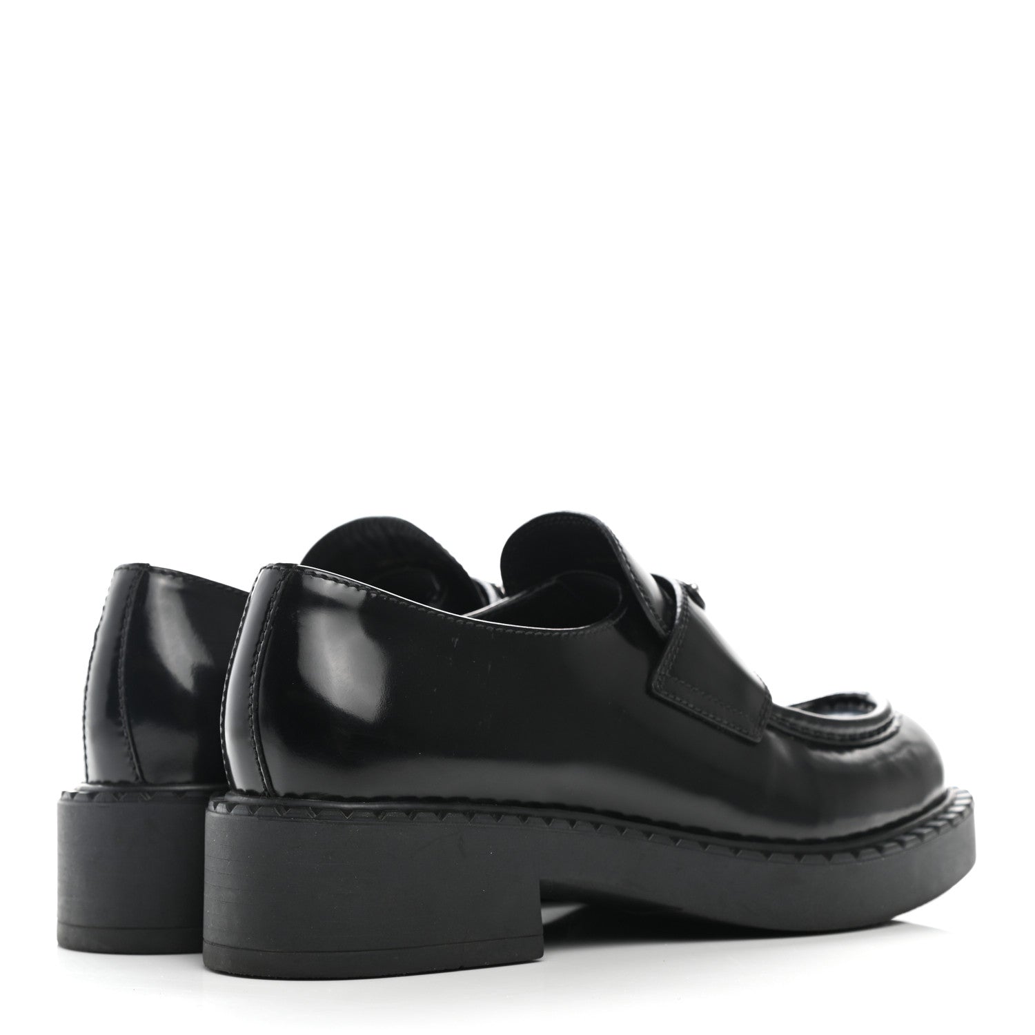 Prada Spazzolato Metal Triangle Logo 50mm Loafers 37 Black 8 of 22
