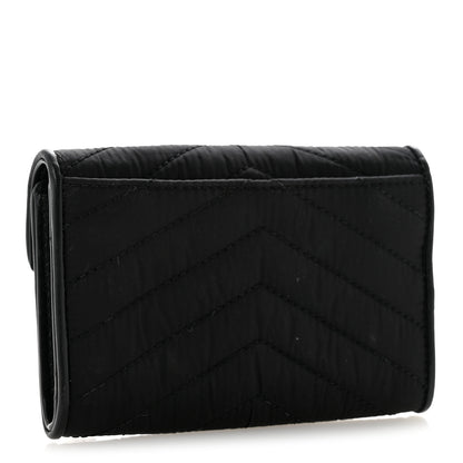 Saint Laurent Calfskin Nylon Matelasse Chevron Small Monogram Envelope Wallet Black 3 of 7