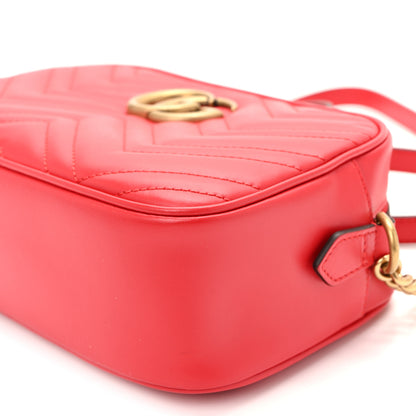 Gucci Calfskin Matelasse Small GG Marmont Chain Shoulder Bag Hibiscus Red 10 of 10