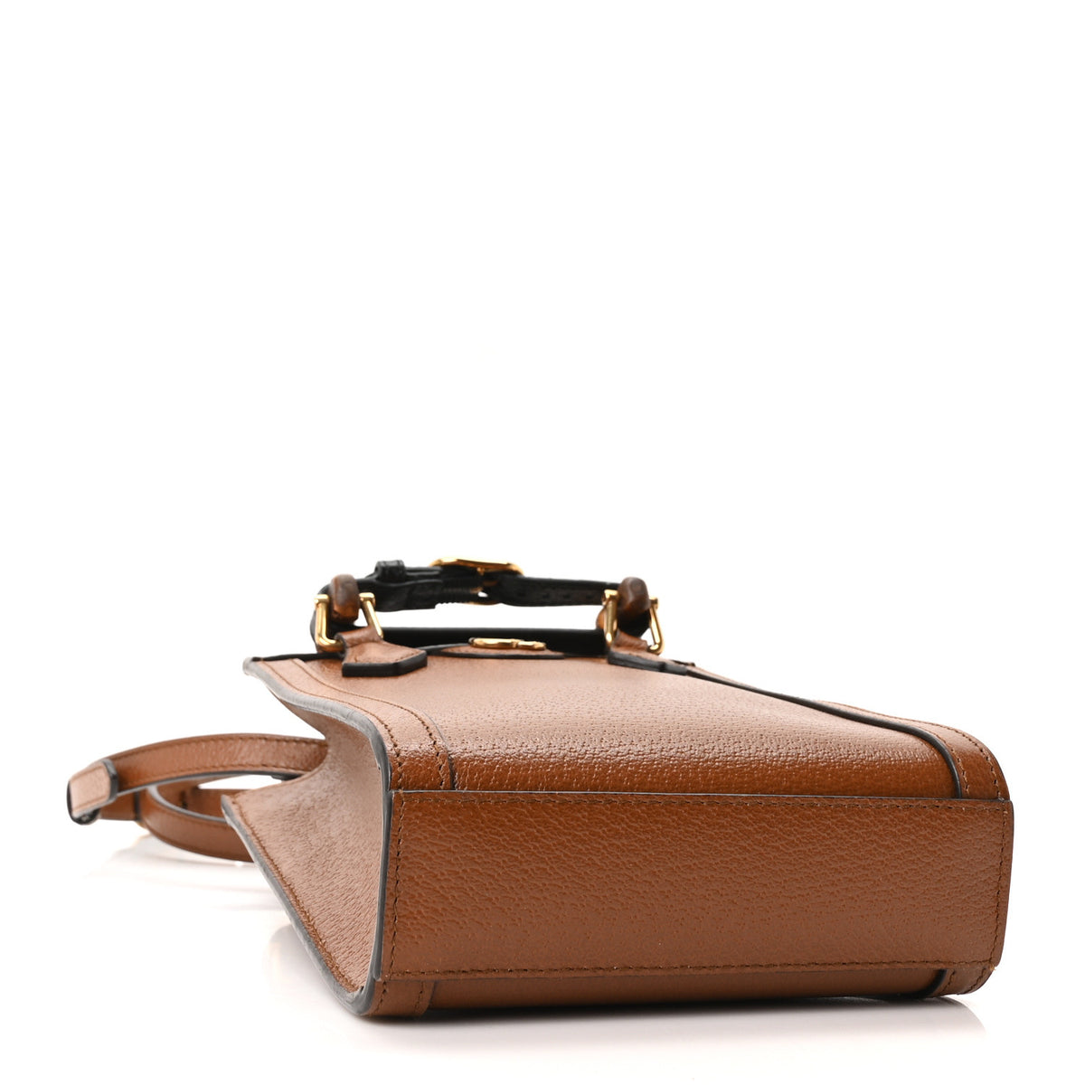 Textured Dollar Calfskin Mini Diana Tote Bag Cuir Black