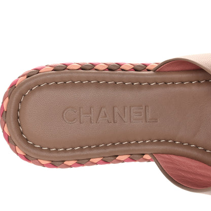 Chanel Lambskin Mule Sandals 38 Light Brown 7 of 9