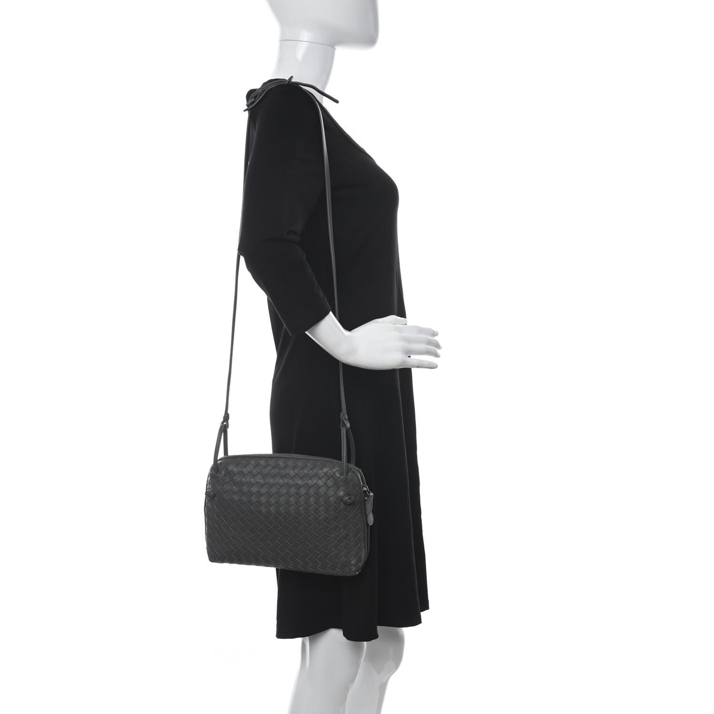 Nappa Intrecciato Nodini Crossbody Messenger Light Grey