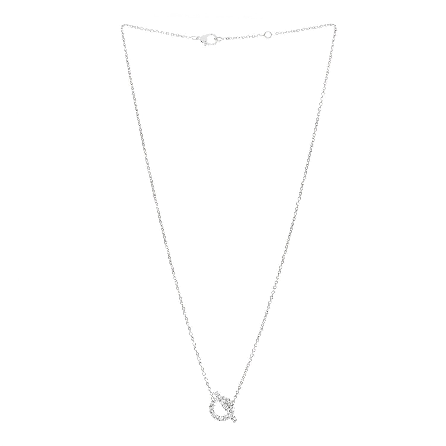 Hermes 18K White Gold Diamond Finesse Pendant Necklace 3 of 5