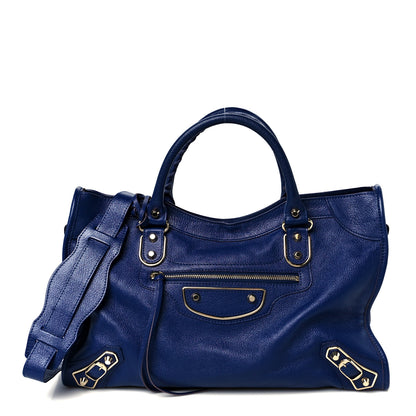 Balenciaga Chevre Gold Metallic Edge Hardware City Bleu Roi 1 of 11