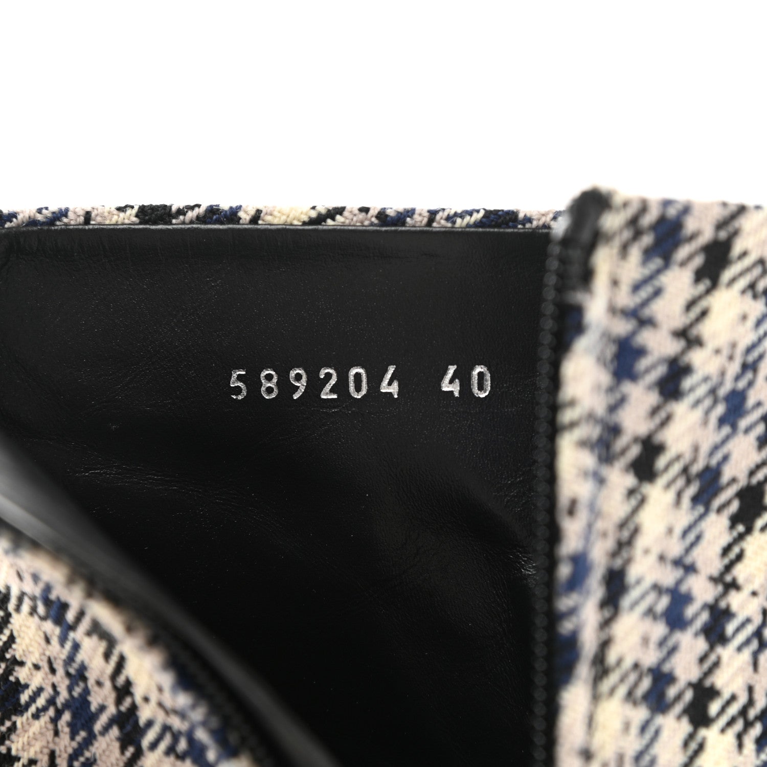 Balenciaga Wool Check BB Pointy Toe Ankle Booties 40 Beige Navy Silver 8 of 9