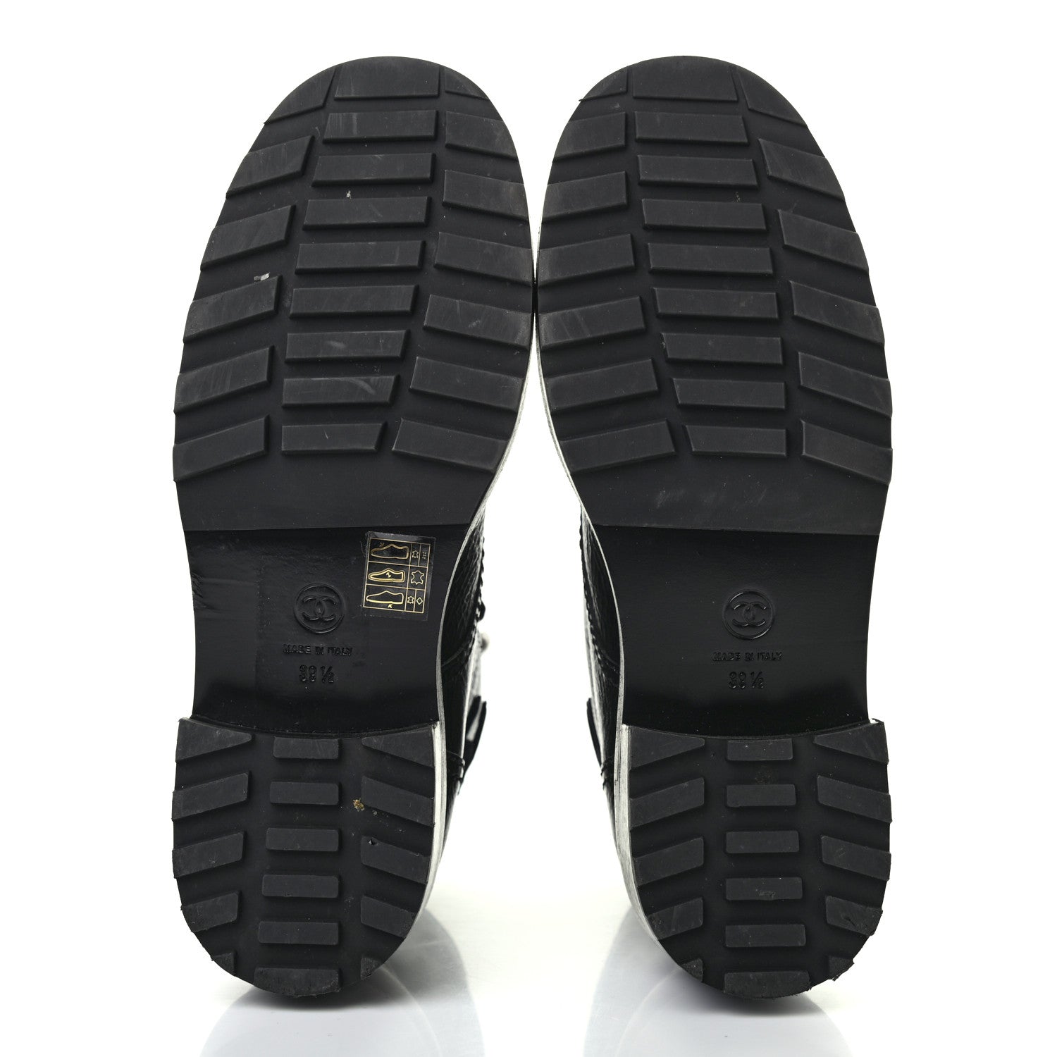 Chanel Calfskin Pearl Combat Ankle Boots 39.5 Black 5 of 7