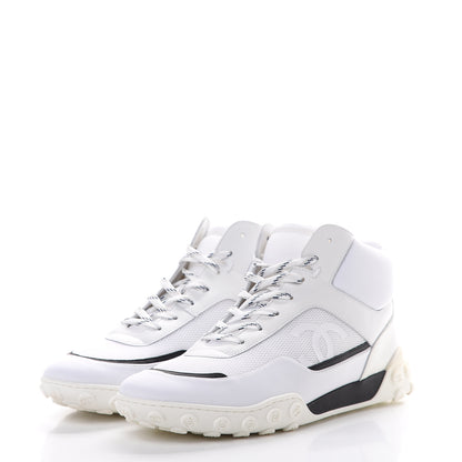 Chanel Calfskin Mesh Lycra Womens Logo Sneakers 40.5 White 3 of 10