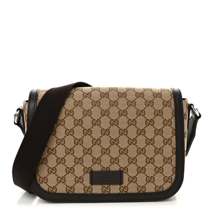 Gucci Monogram Flap Messenger Bag Beige Dark Brown 1 of 13