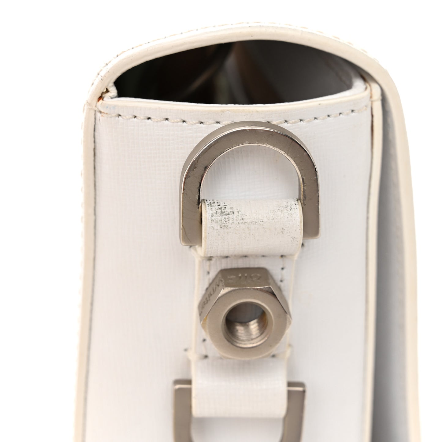 Calfskin Diag Striped Belt Bag Crossbody White Black