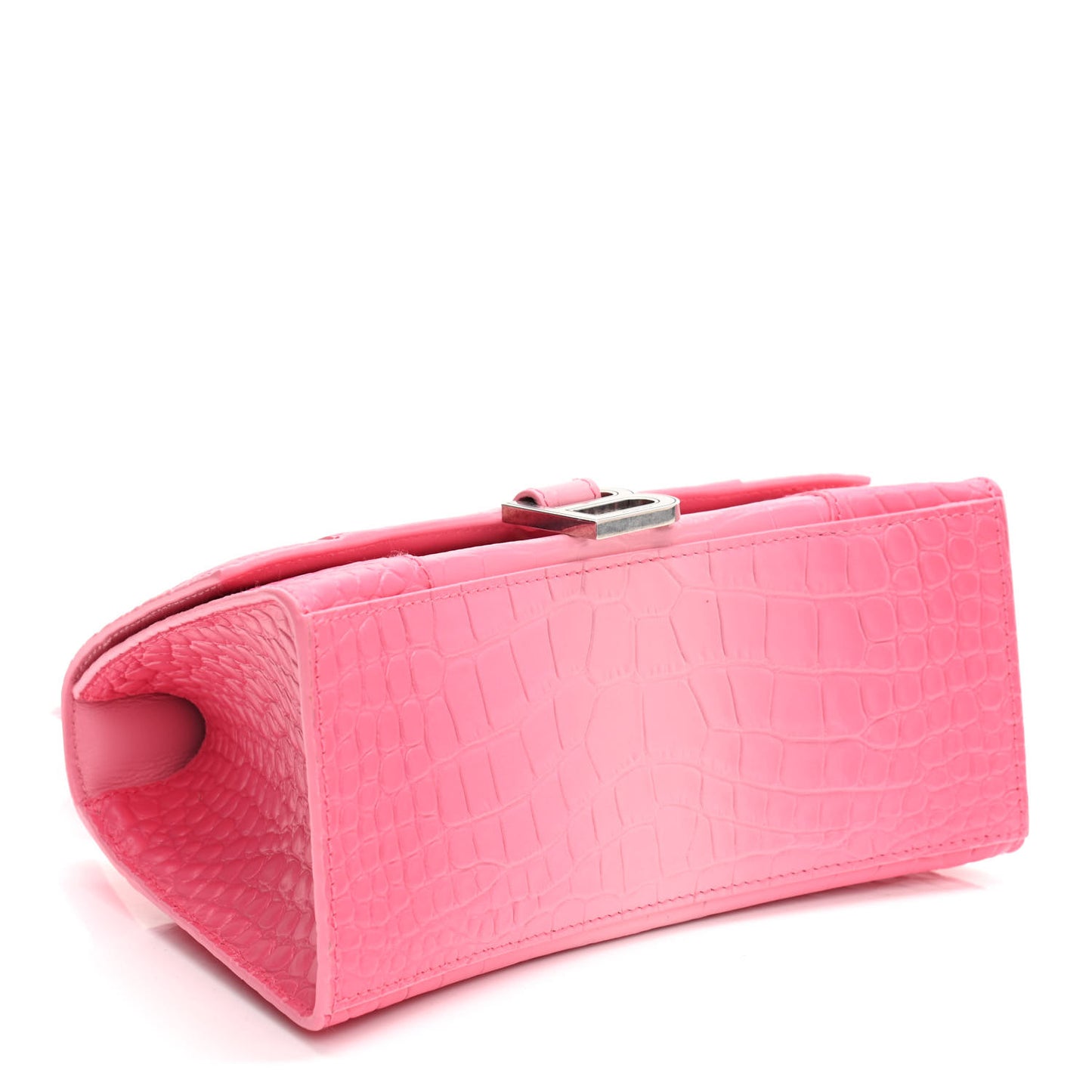 Calfskin Crocodile Embossed Degrade Small Hourglass Top Handle Bag Sweet Pink