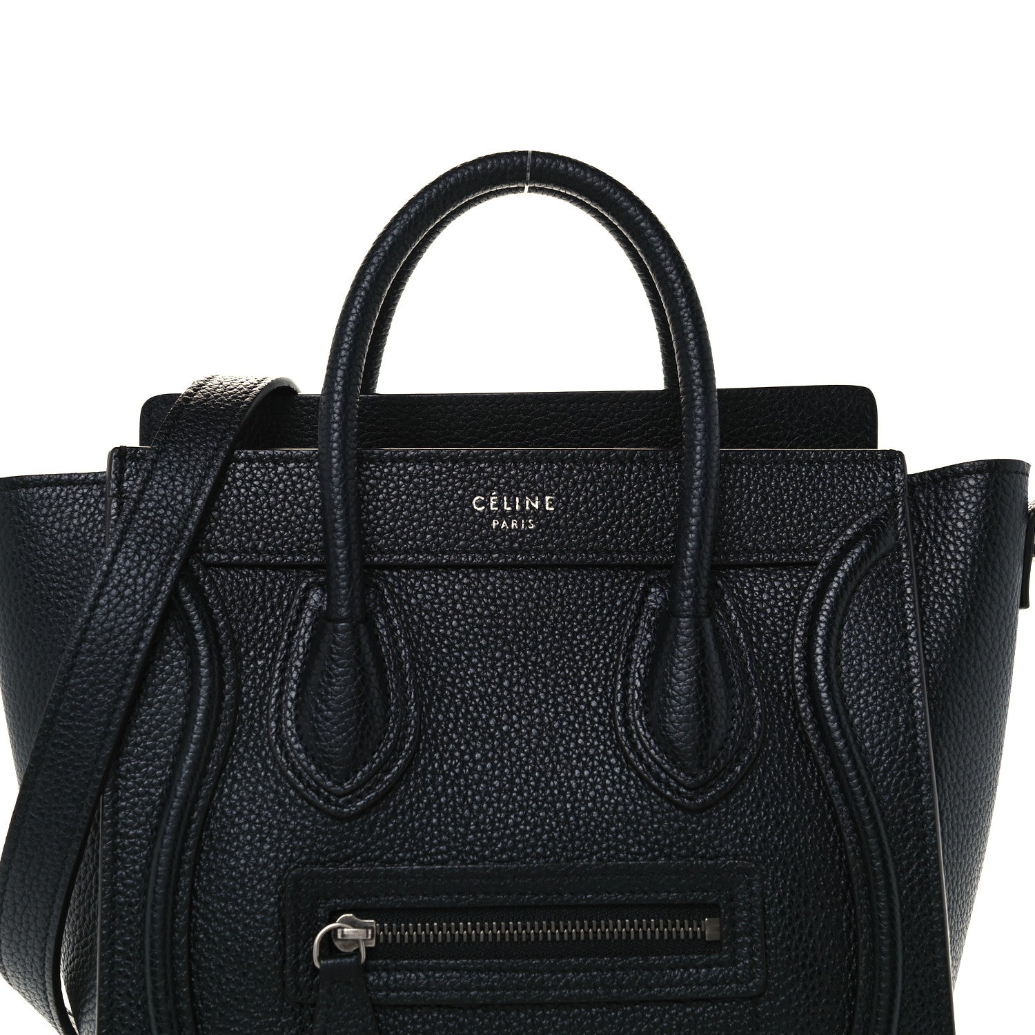 Celine Drummed Calfskin Nano Luggage Black 8 of 10