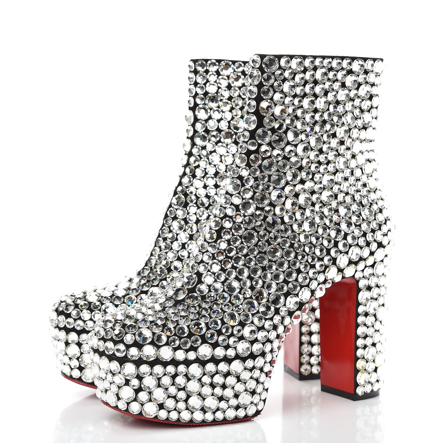 Christian Louboutin Veau Velours Strass Roxxxy 110 Ankle Boots 37 Crystal 3 of 8