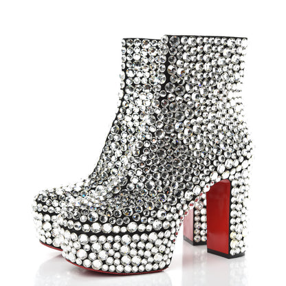 Christian Louboutin Veau Velours Strass Roxxxy 110 Ankle Boots 37 Crystal 3 of 8