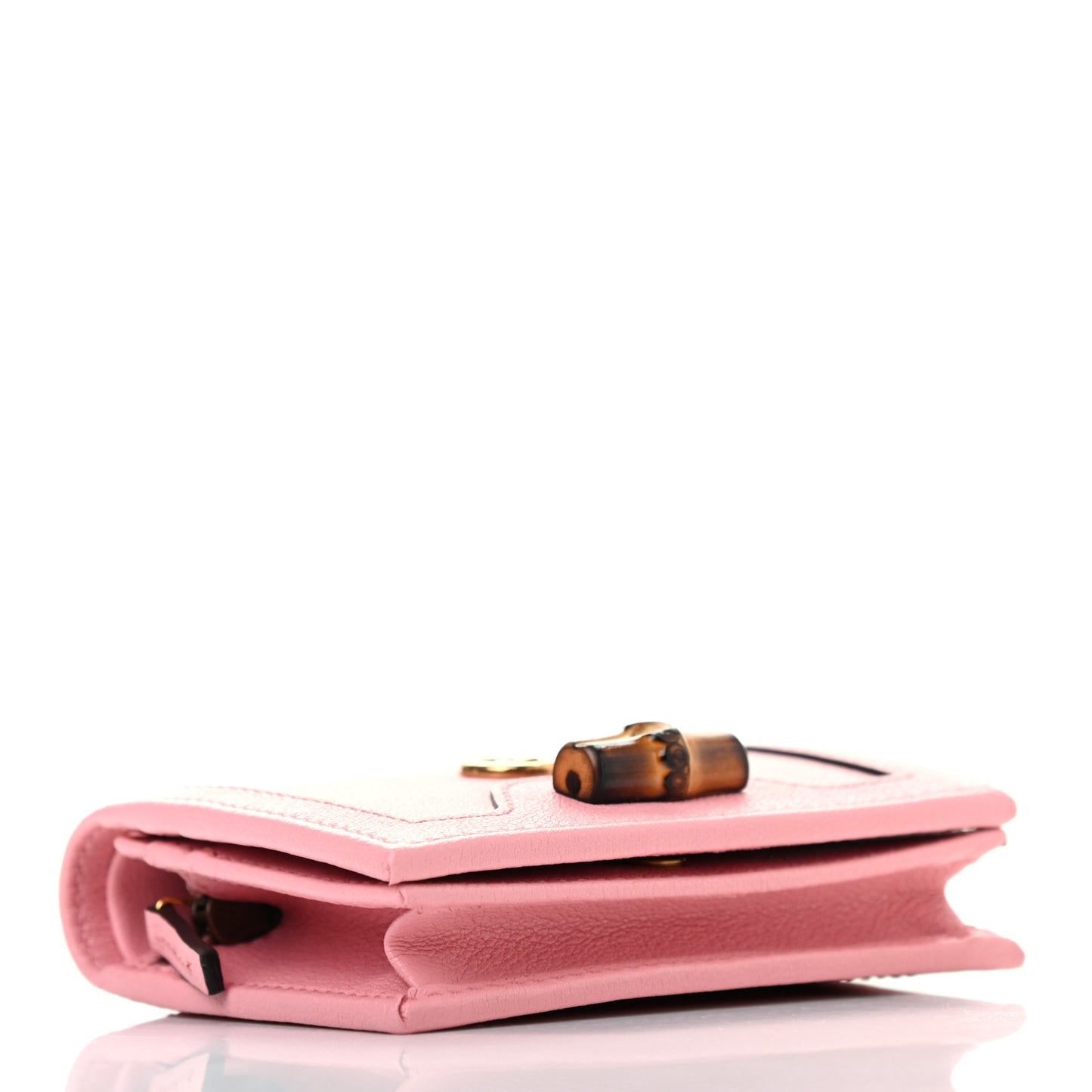 Wonka Grain Calfskin Diana Card Case Wallet Wild Rose