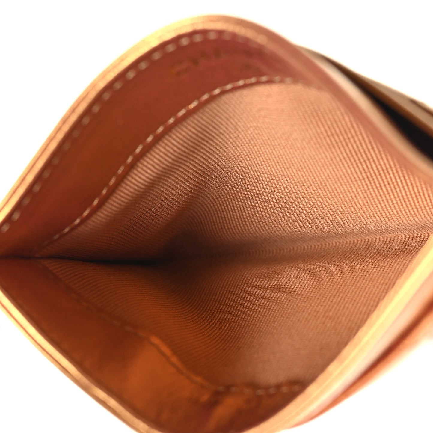 Metallic Lambskin Quilted CC Card Holder Golden