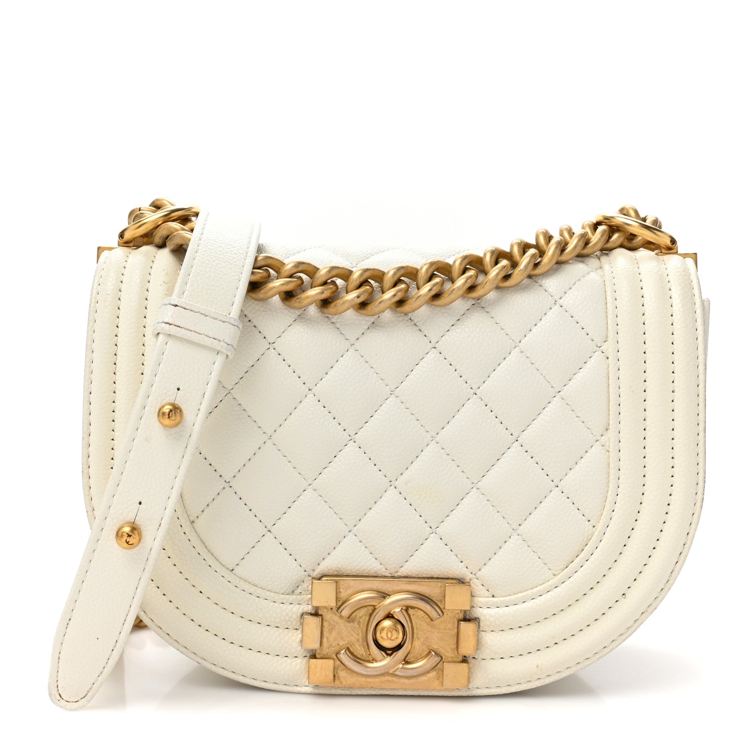 Chanel Caviar Quilted Small Boy Messenger Bag White 1 of 14