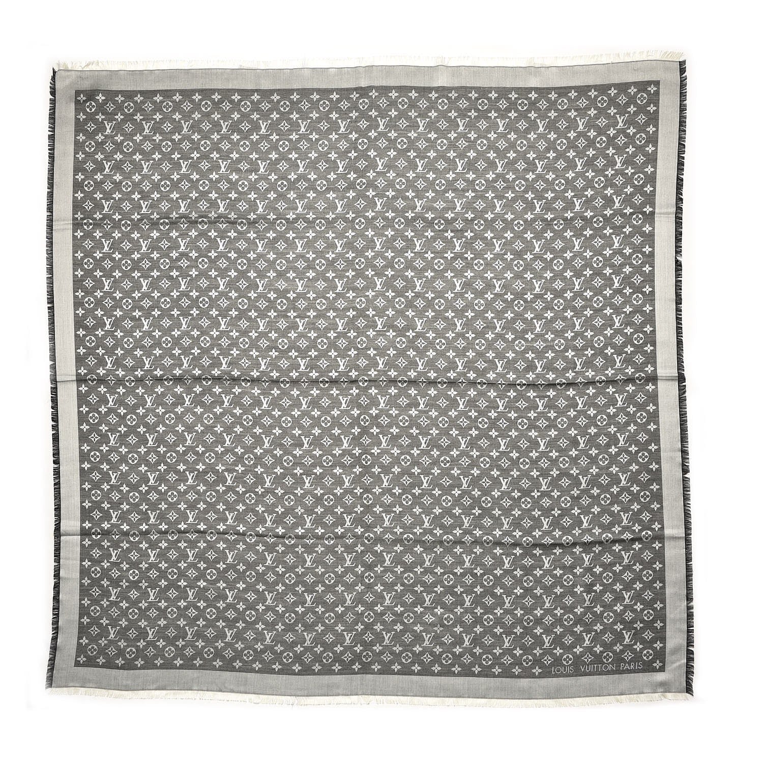 Louis Vuitton Wool Silk Monogram Denim Shawl Black 1 of 4