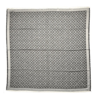 Louis Vuitton Wool Silk Monogram Denim Shawl Black 1 of 4