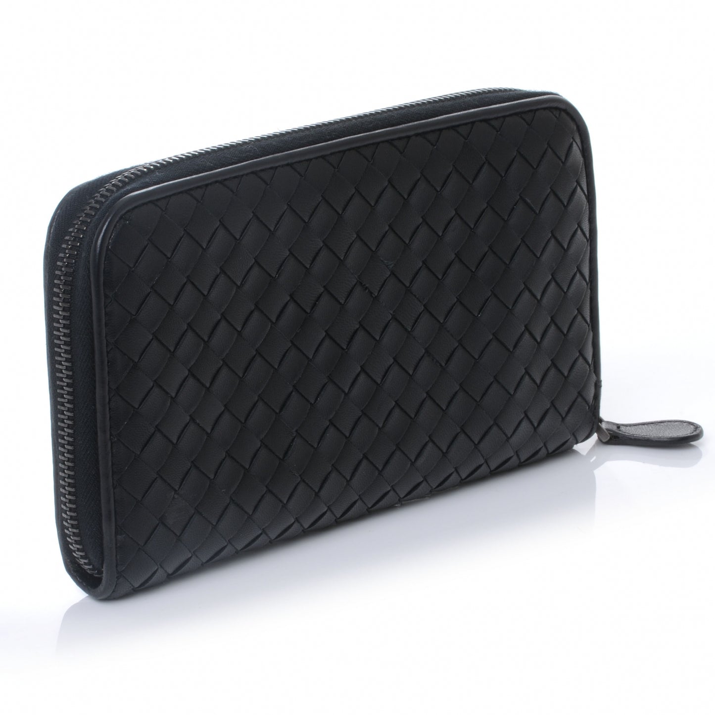 Nappa Intrecciato Zip Around Wallet Black