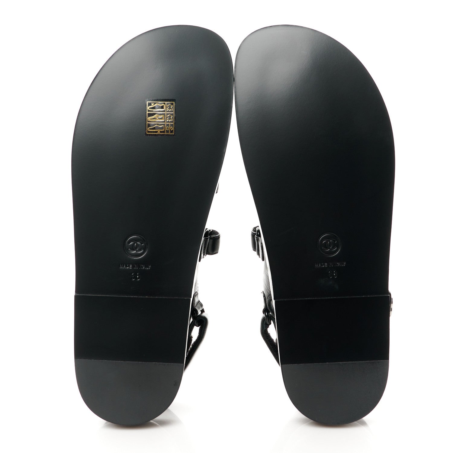 Chanel Lambskin Crystal CC Velcro Dad Sandals 38 Black 5 of 10