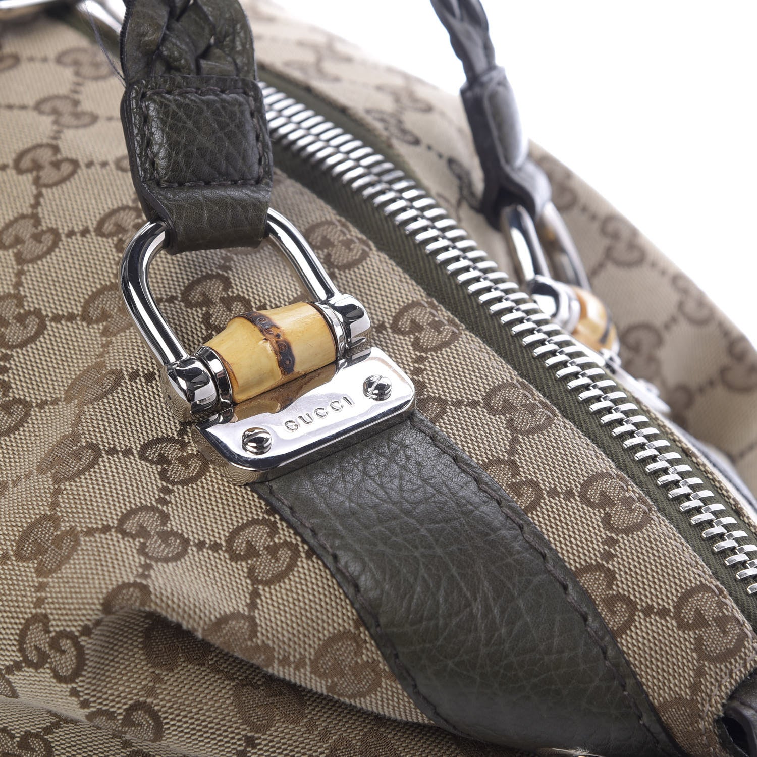 Gucci Monogram Bamboo Bar Medium Tote Olive 11 of 12