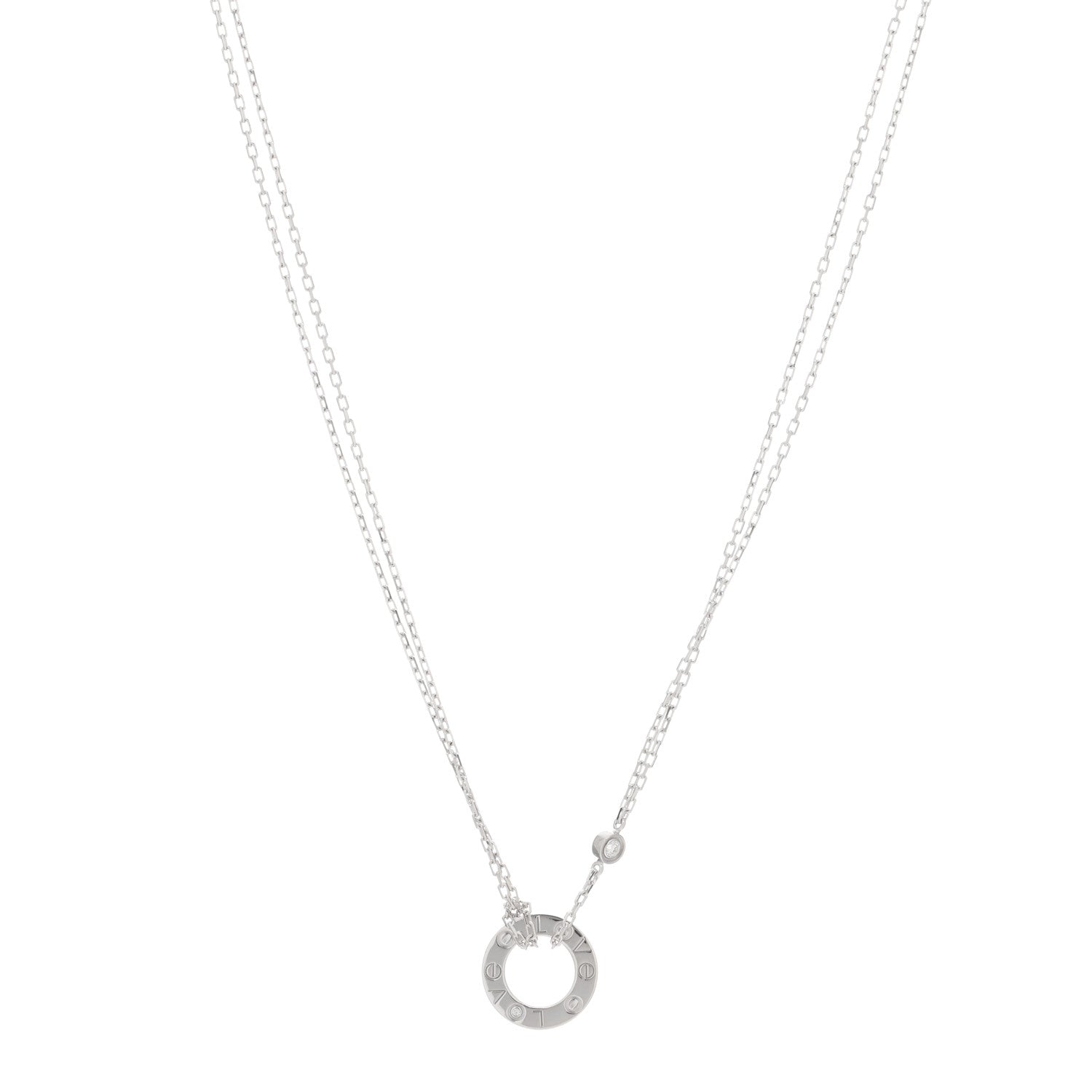 Cartier 18K White Gold 2 Diamond LOVE Necklace 1 of 4